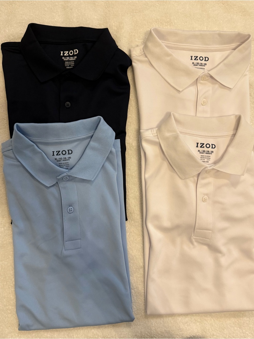 Izod Boys Polo Set — Navy Blue, Light Blue, White Size XL (18/20)